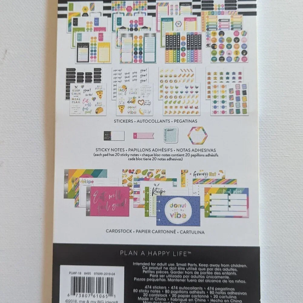 NWT 574 Happy Planner 'Meal Planning' Multi Pack Stickers Sticky Notes Food HTF